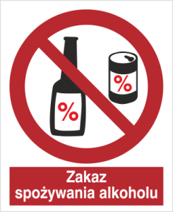 Znak ZAKAZ SPOŻYWANIA ALKOHOLU
