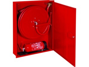 Hydrant DN 25 z wężem 20mb. WNĘKOWY SMUKŁY z mejscem na gaśnicę pod hydrantem 