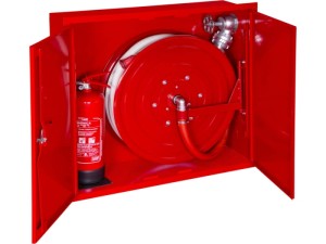 Hydrant DN 33 z wężem 20mb. WNĘKOWY z miejscem na gaśnicę z boku hydrantu