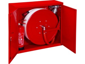 Hydrant DN 33 z wężem 30mb. ZAWIESZANY z miejscem na gaśnicę z boku hydrantu
