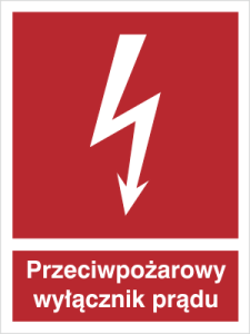 Znak PRZECIWPOŻAROWY WYŁĄCZNIK PRĄDU PCV 12x16,5 foto