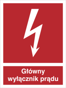 Znak GŁÓWNY WYŁĄCZNIK PRĄDU PCV 12x16,5 foto 
