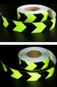 Taśma odblaskowa samoprzylepna 5 cm x 1mb - żółty fluo-czarna 